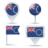 Map pins with flag of Cook Islands