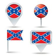Map pins with Confederate flag
