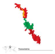 Map of Transnistria with flag
