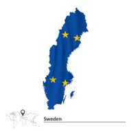 Map of Sweden with European Union flag