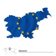 Map of Slovenia with European Union flag