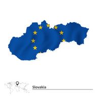 Map of Slovakia with European Union flag