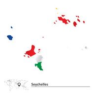 Map of Seychelles with flag