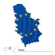 Map of Serbia with European Union flag