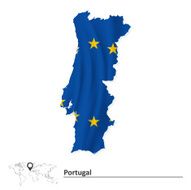 Map of Portugal with European Union flag