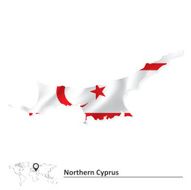 Map of Northern Cyprus with flag