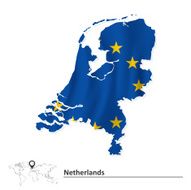 Map of Netherlands with European Union flag