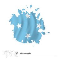 Map of Micronesia with flag