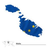Map of Malta with European Union flag