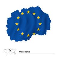 Map of Macedonia with European Union flag