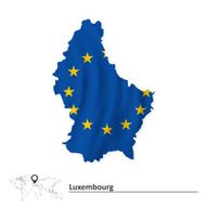 Map of Luxembourg with European Union flag