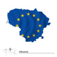 Map of Lithuania with European Union flag