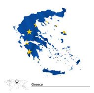 Map of Greece with European Union flag