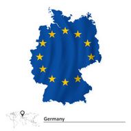 Map of Germany with European Union flag