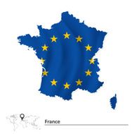 Map of France with European Union flag