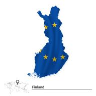 Map of Finland with European Union flag