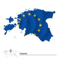 Map of Estonia with European Union flag