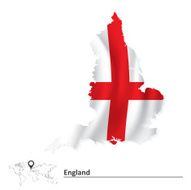 Map of England with flag
