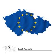 Map of Czech Republic with European Union flag