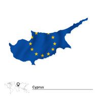 Map of Cyprus with European Union flag
