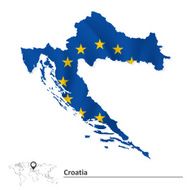Map of Croatia with European Union flag