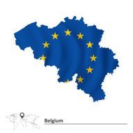 Map of Belgium with European Union flag
