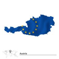 Map of Austria with European Union flag