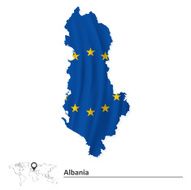 Map of Albania with European Union flag