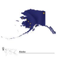 Map of Alaska with flag