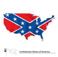 Flag of Confederate states America with USA map