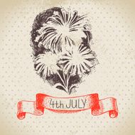 4th of July vintage background Independence Day America hand N3