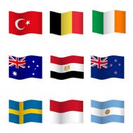 Waving flags of different countries