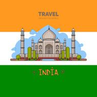 Indian palace in the background seamless pattern