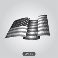 Black-and-white waving American flag