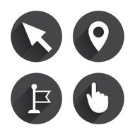 Mouse cursor icon Hand or Flag pointer symbols N12