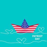 Patriot Day background Paper boat Dash line Flat