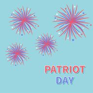 Patriot day Fireworks blue sky Star and strip Flat design