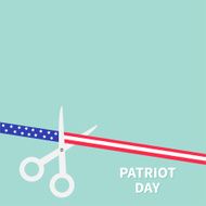 Scissors cut american flag ribbon Patriot Day Flat