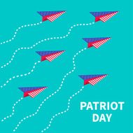 Six paper planes Dash line Patriot Day background
