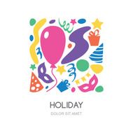 Hand drawn festival party or carnival symbols Vector icons set