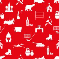 Russia country theme symbols icons seamless pattern eps10