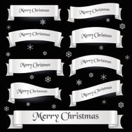 white merry christmas curved ribbon banners eps10