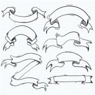 Vintage Ribbon Banners Vector Collection hand drawn