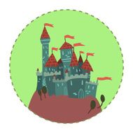 Cartoon Castle on a Hill flat icon