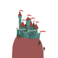 Cartoon Castle on a Hill flat icon N2