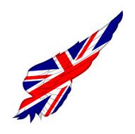 Wing with Unated Kingdom flag on white background Vector