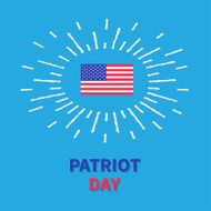Flag shining effect HPatriot day Blue background Card Flat design
