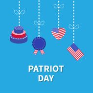 Hanging heart flag cake Star and strip Patriot day Flat