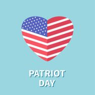 Heart shape flag Star and strip Patriot day Flat design