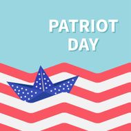 Paper boat with stars Striped ocean Patriot day Flat design